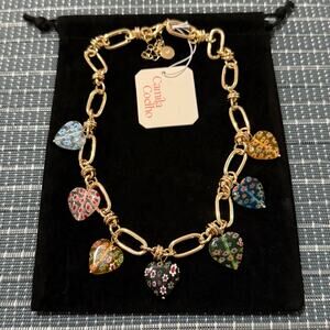 NEW | Camila Coelho | Viral Multicolored Glass Heart Charm Statement Necklace